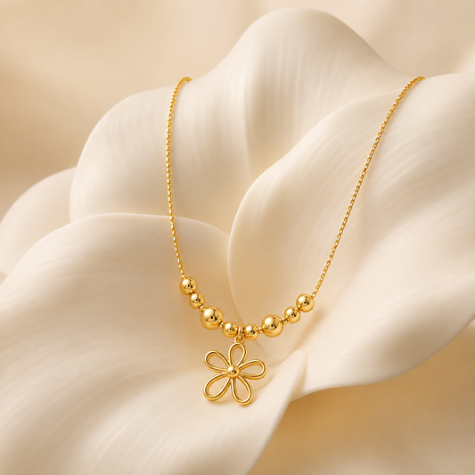 Floral Bead Pendant Necklace