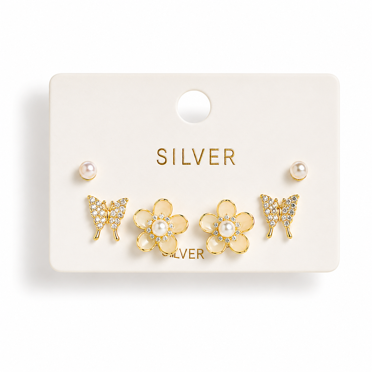 Silver Delicate Trio Stud Set of 3