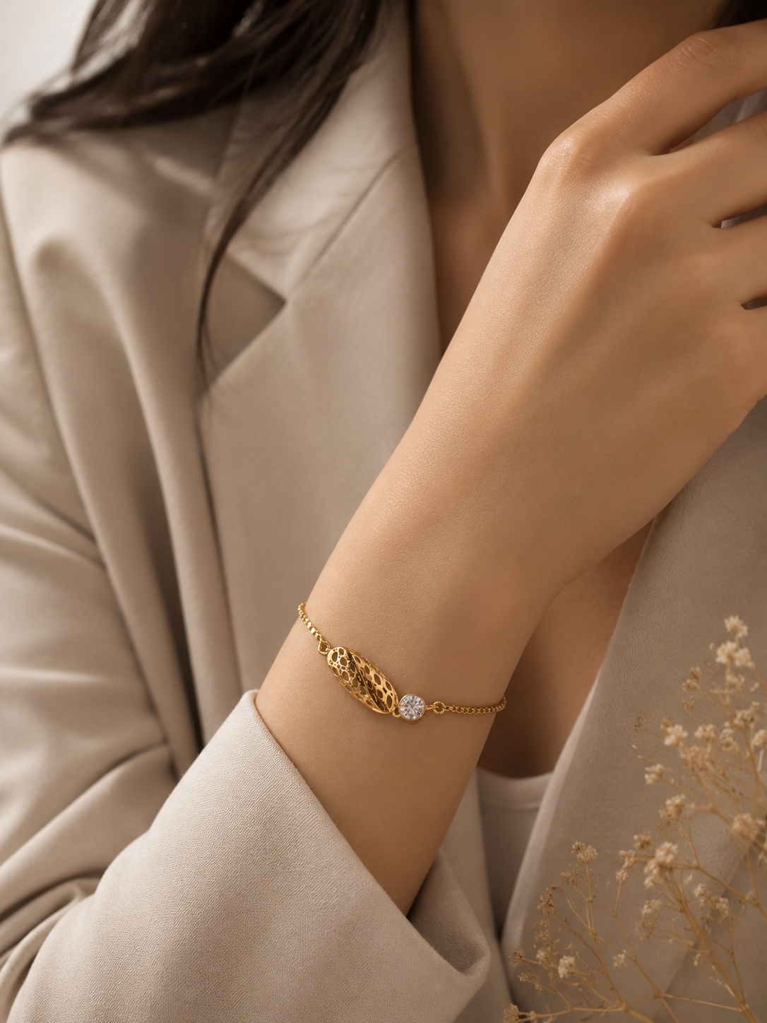 9K Gold Diamond-Cut Bracelet