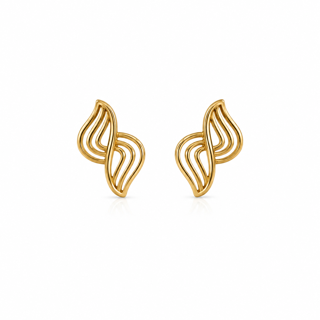 9K Gold Twisted Leaf Designer Stud Earrings