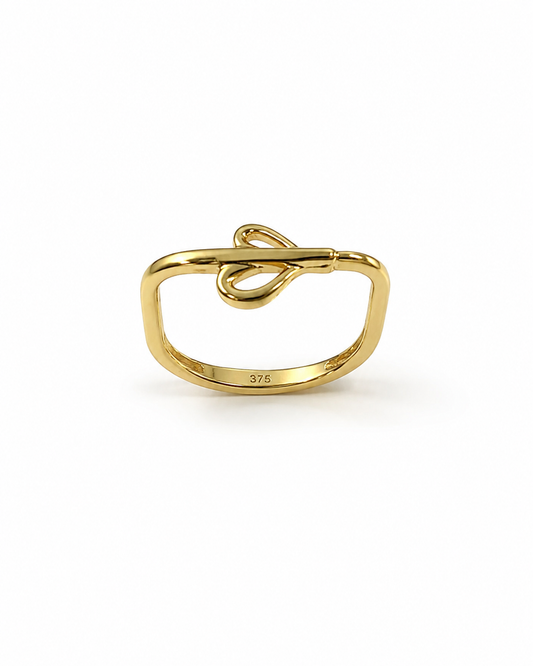 9K Gold Heart Knot Frame Ring