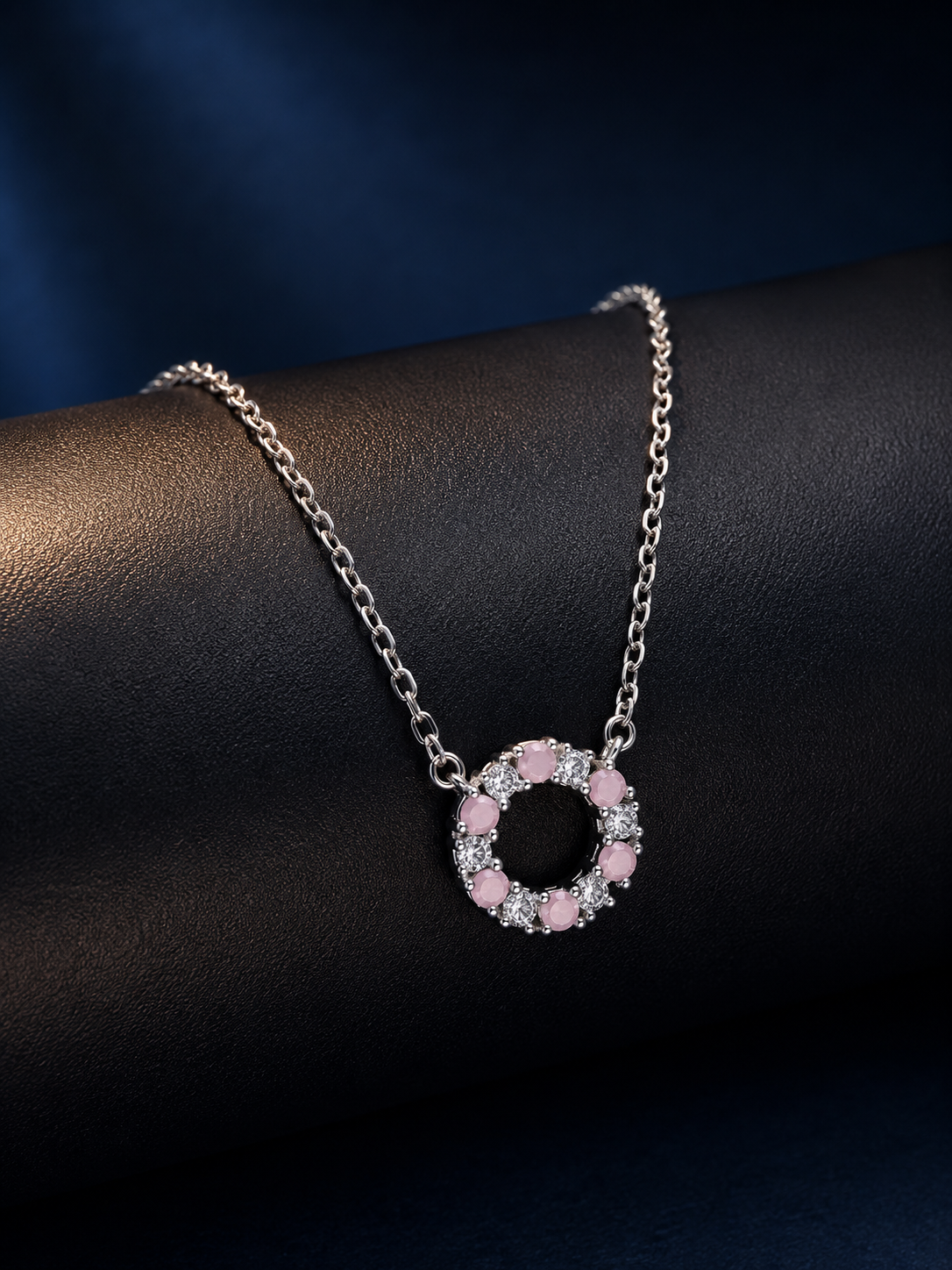925 Silver Pink Petal Circle Necklace