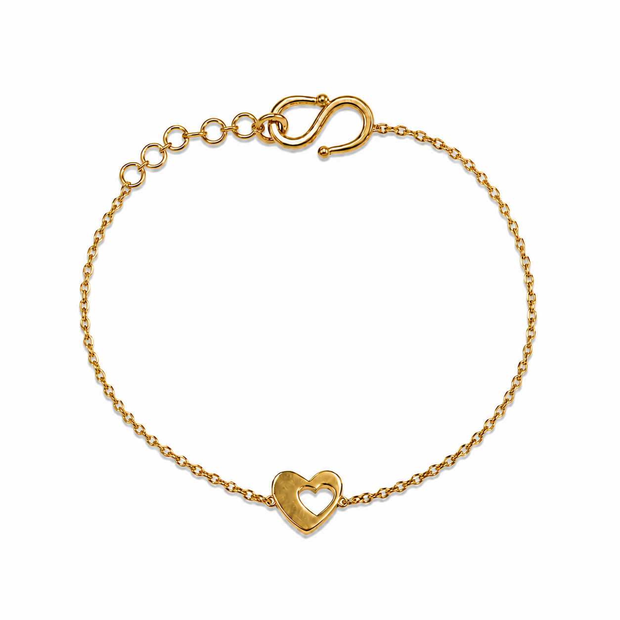 9K Gold Open Heart Bracelet