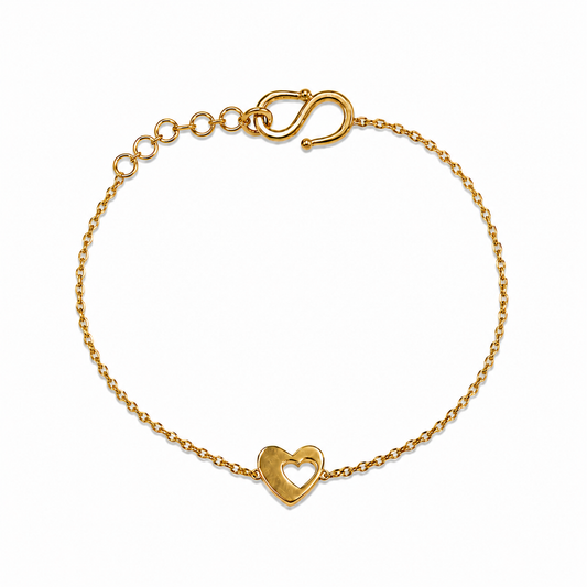 9K Gold Open Heart Bracelet
