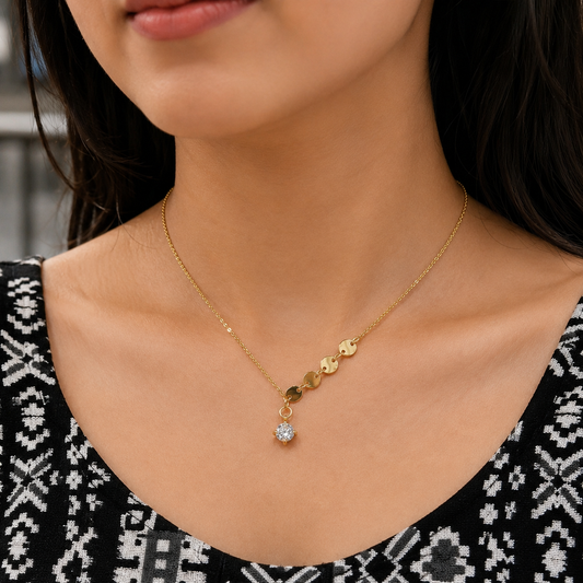 Demi Fine Crystal Drop Disc Necklace