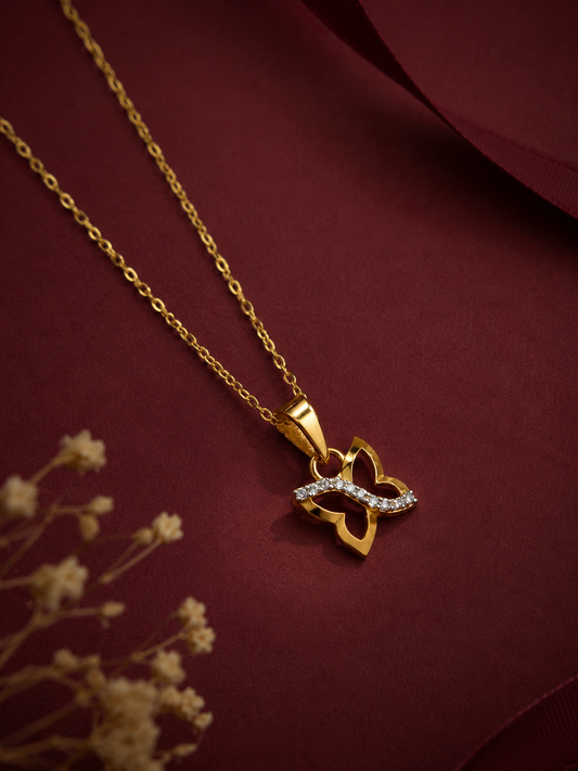 9K Gold Butterfly Crystal Pendant