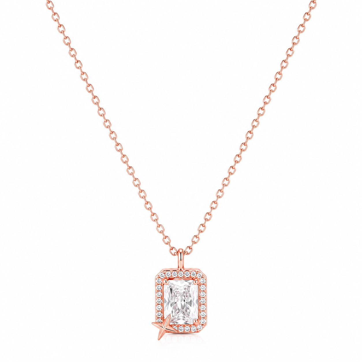 Silver Twilight Spark Square Necklace