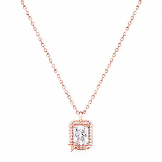 Silver Twilight Spark Square Necklace