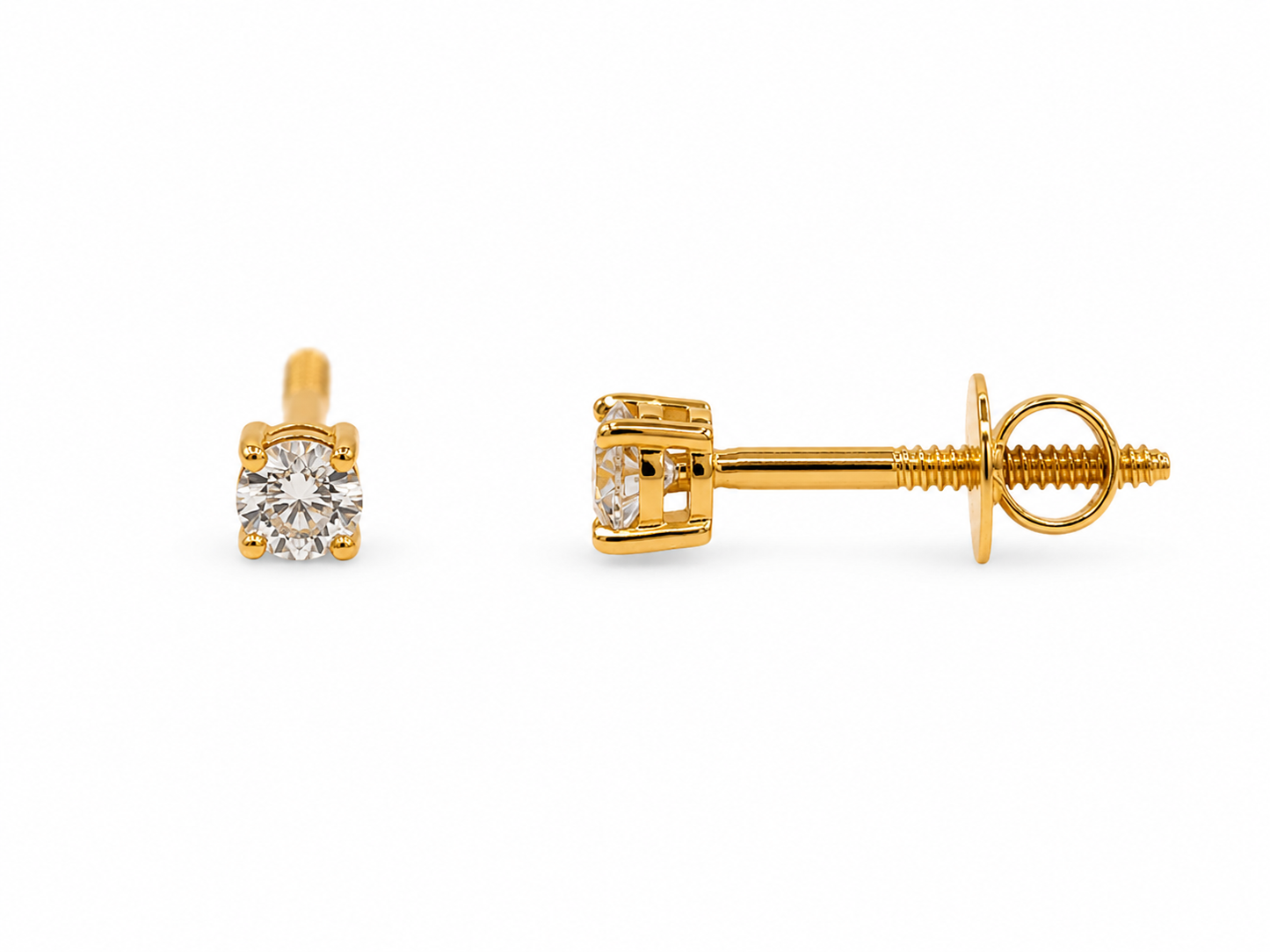 9K Gold Classic Solitaire Stud Earrings