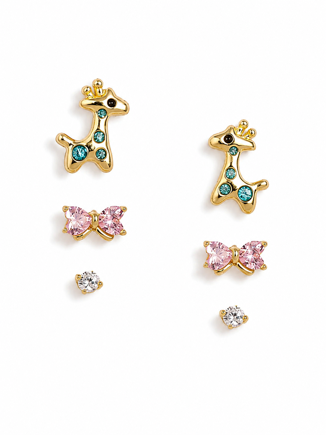 Silver Tiny AD & Enamel Studs Set of 3