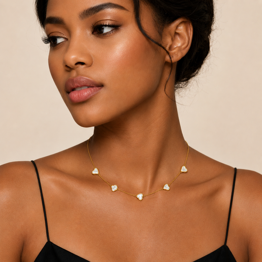 Demi Fine Amour Pearl Heart Station Necklace