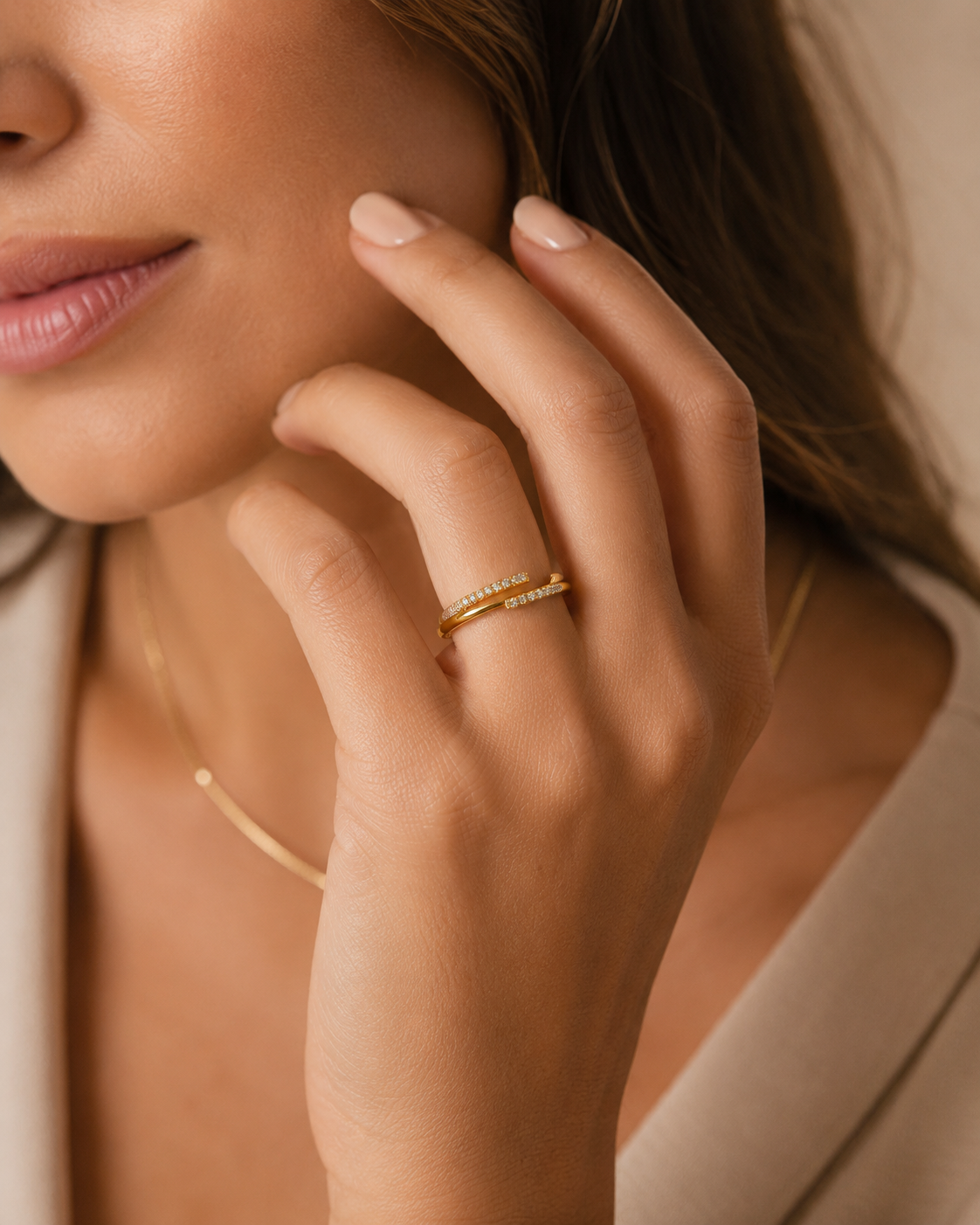 9K Gold Diamond Wrap Ring (Size - 12)