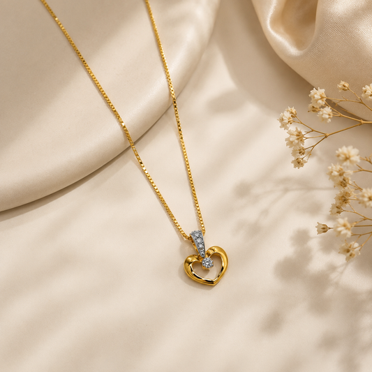9K Gold Diamond Open Heart Pendant