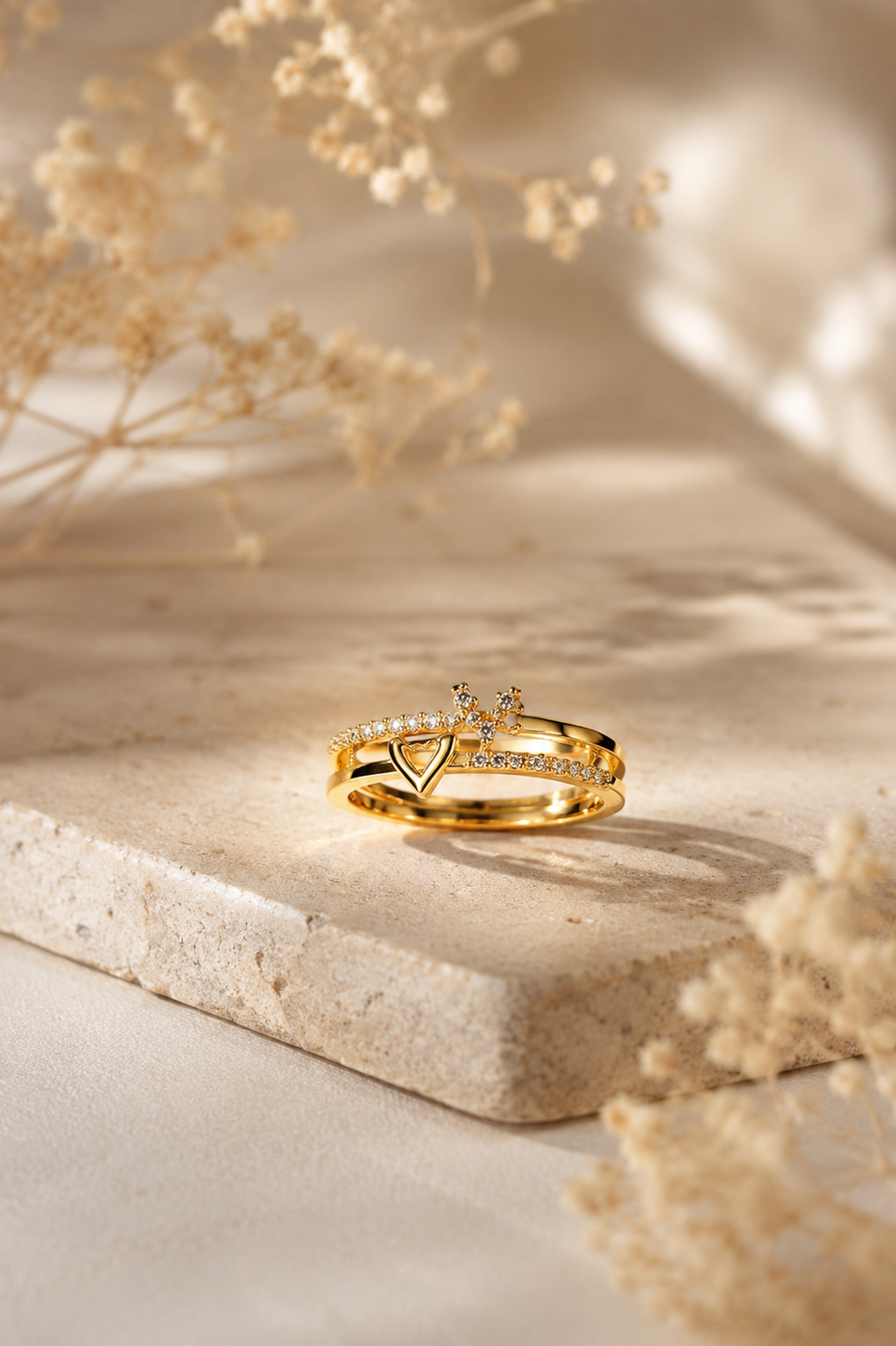 9K Gold Sparkling Ring (Size - 14)
