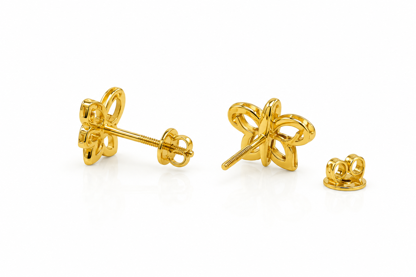 9K Gold Butterfly Stud Earrings