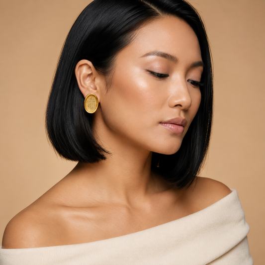 Demi Fine Organic Texture Oval Earrings