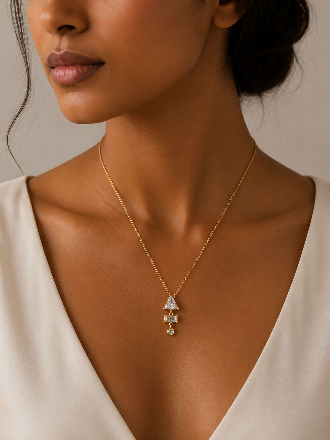 Demi Fine Geometric Crystal Drop Necklace