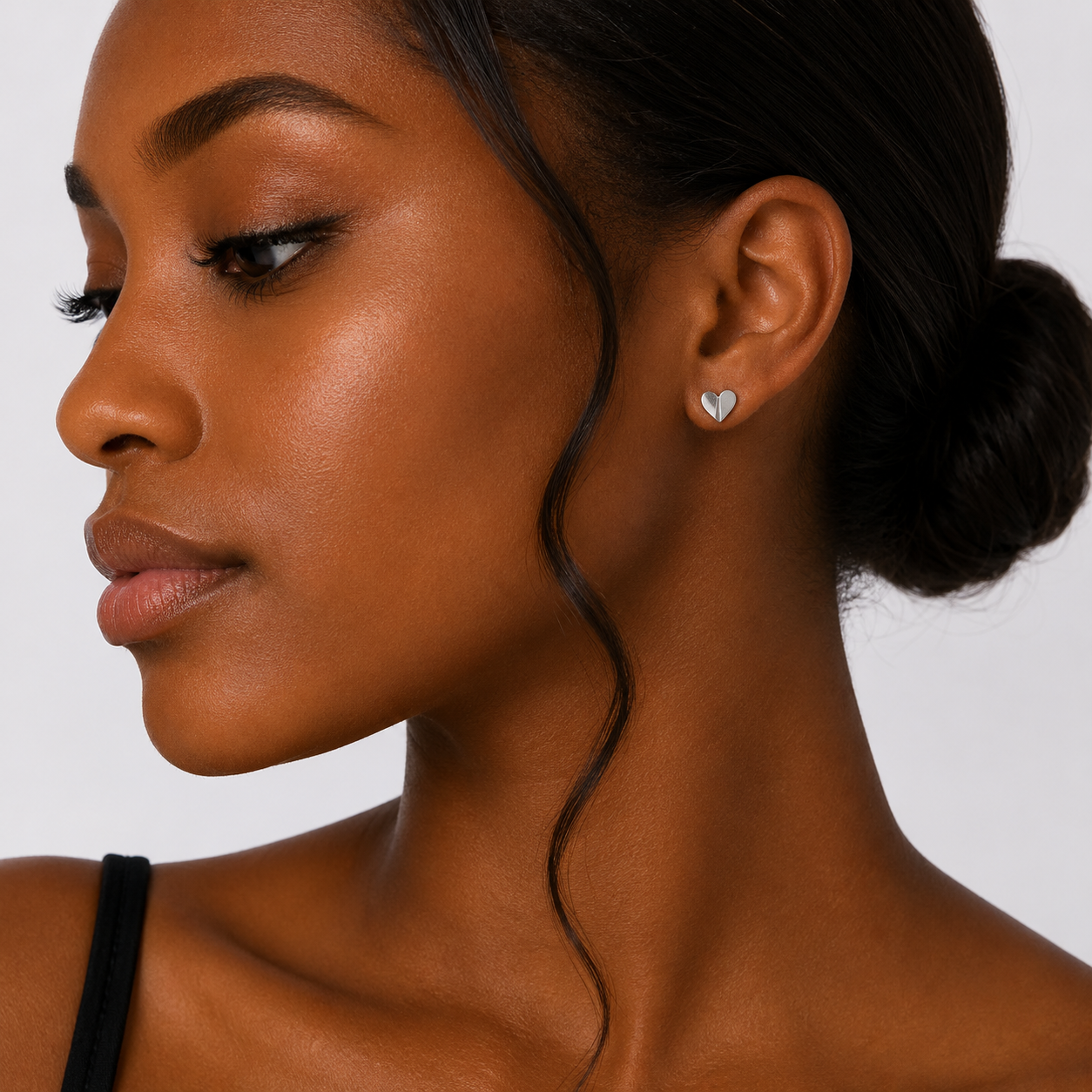 Silver Minimal Heart Stud Earrings