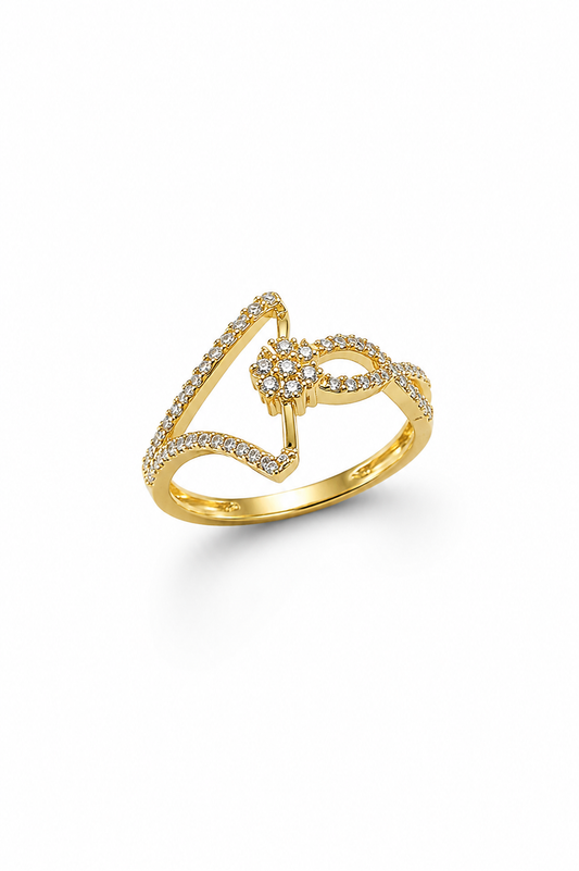 9K Gold Floral Infinity Ring (Size - 13)