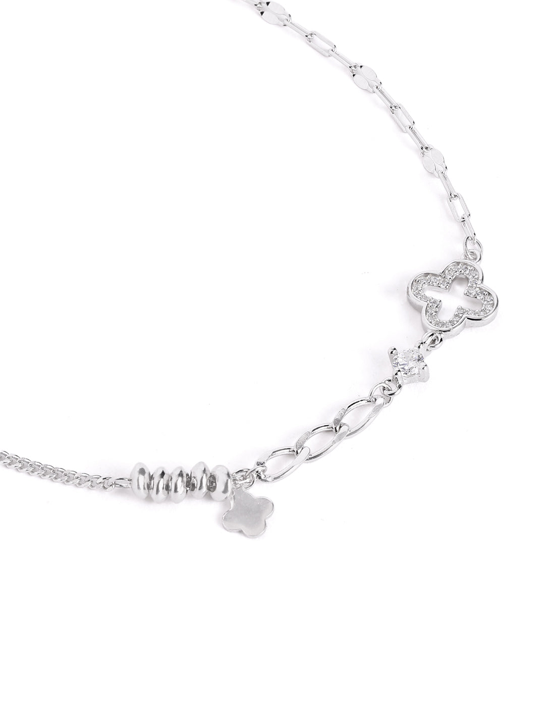 925 Silver Twinkle Clover Adjustable Anklet