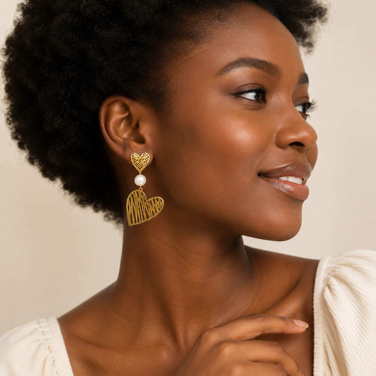 Demi Fine Amour Pearl Heart Drop Earrings