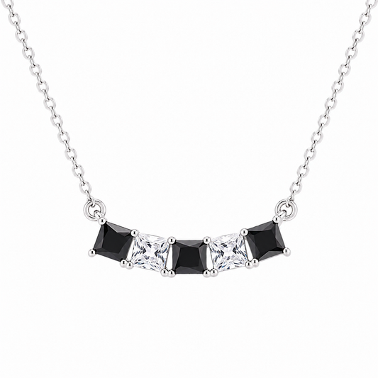 Silver Midnight Prism Five-Stone Bar Necklace