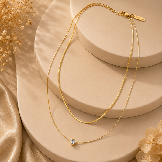 Demi Fine Crystal Drop Layered Necklace