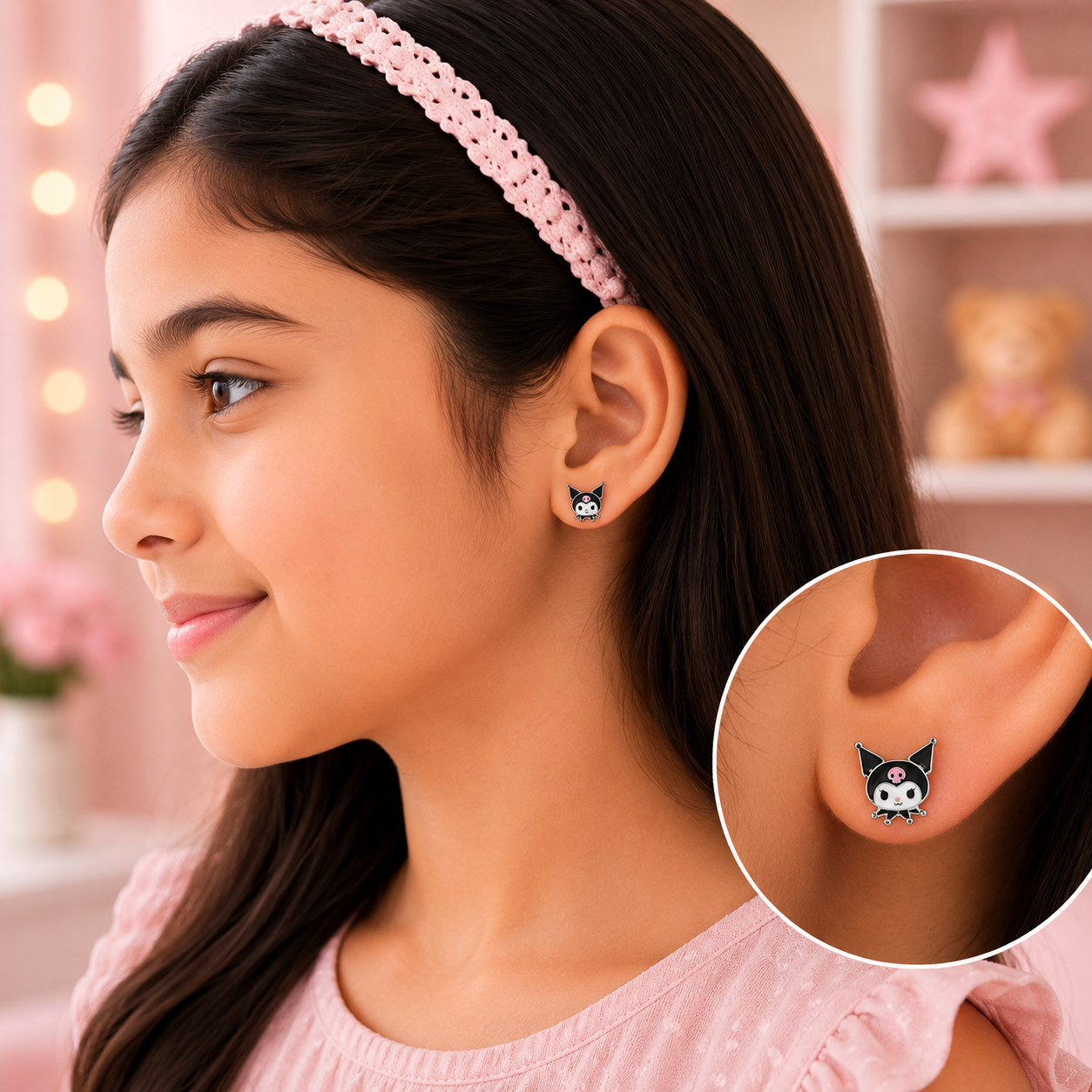 Silver Mischievous Kitty Stud Earrings
