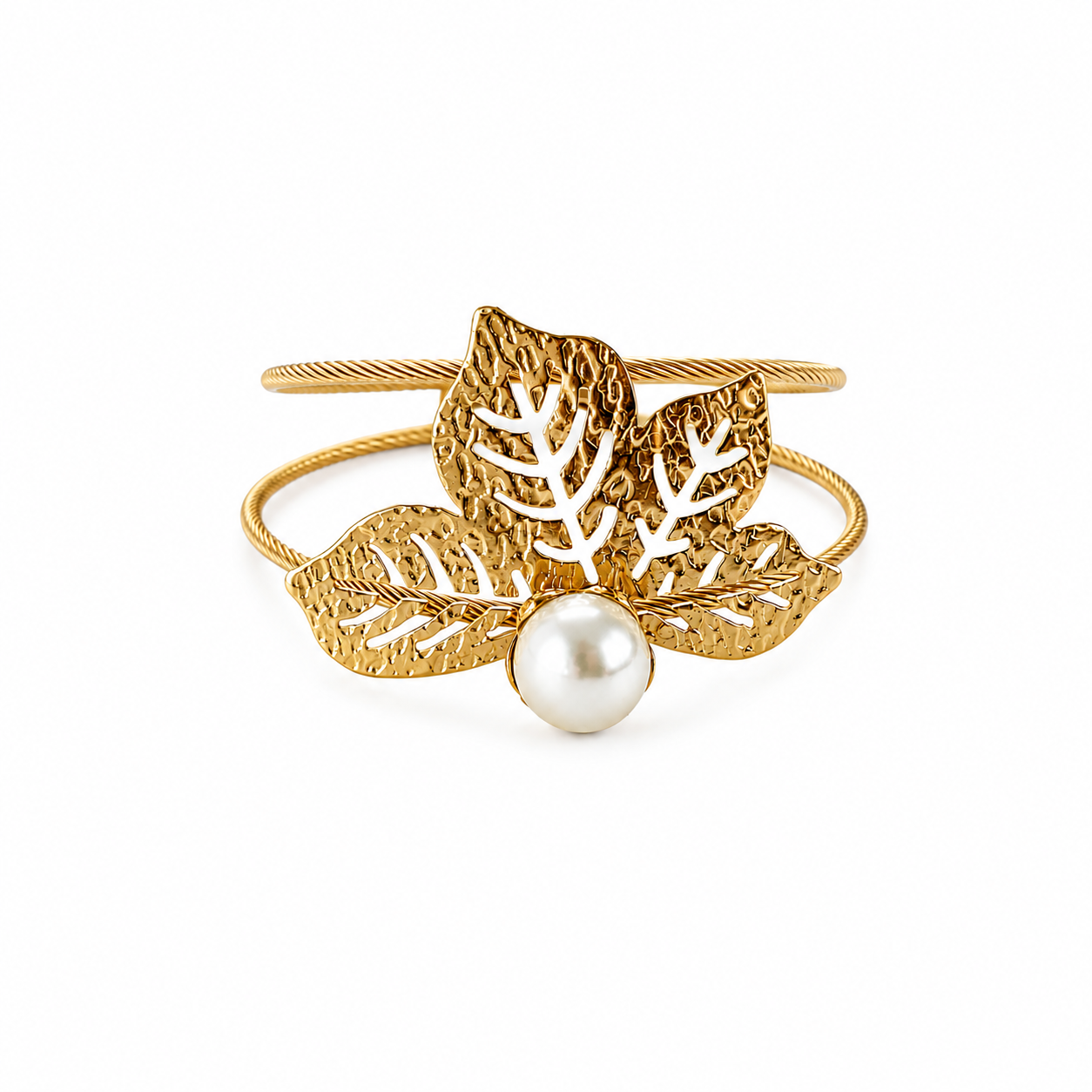 forME by MINOUS Elowen Pearl Leaf Cuff Bracelet