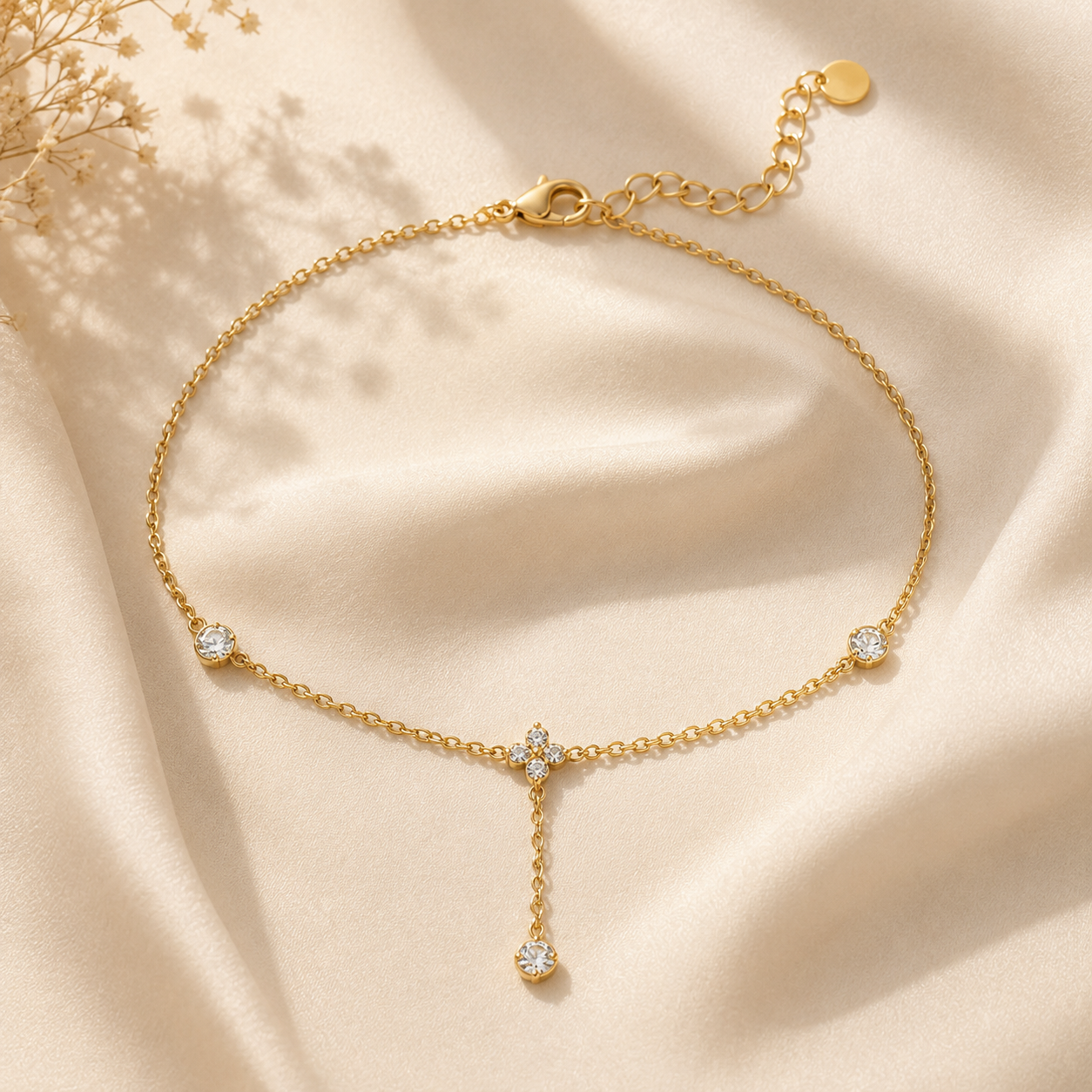 Celeste Sparkle Drop Demi-Fine Anklet