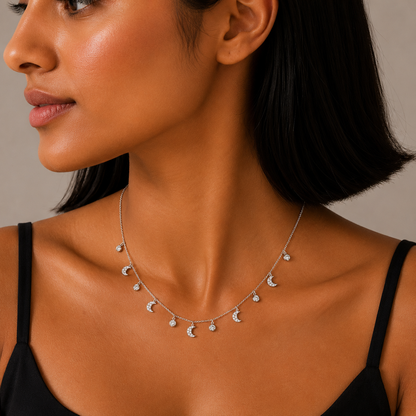 Celestial Moon Charm Necklace