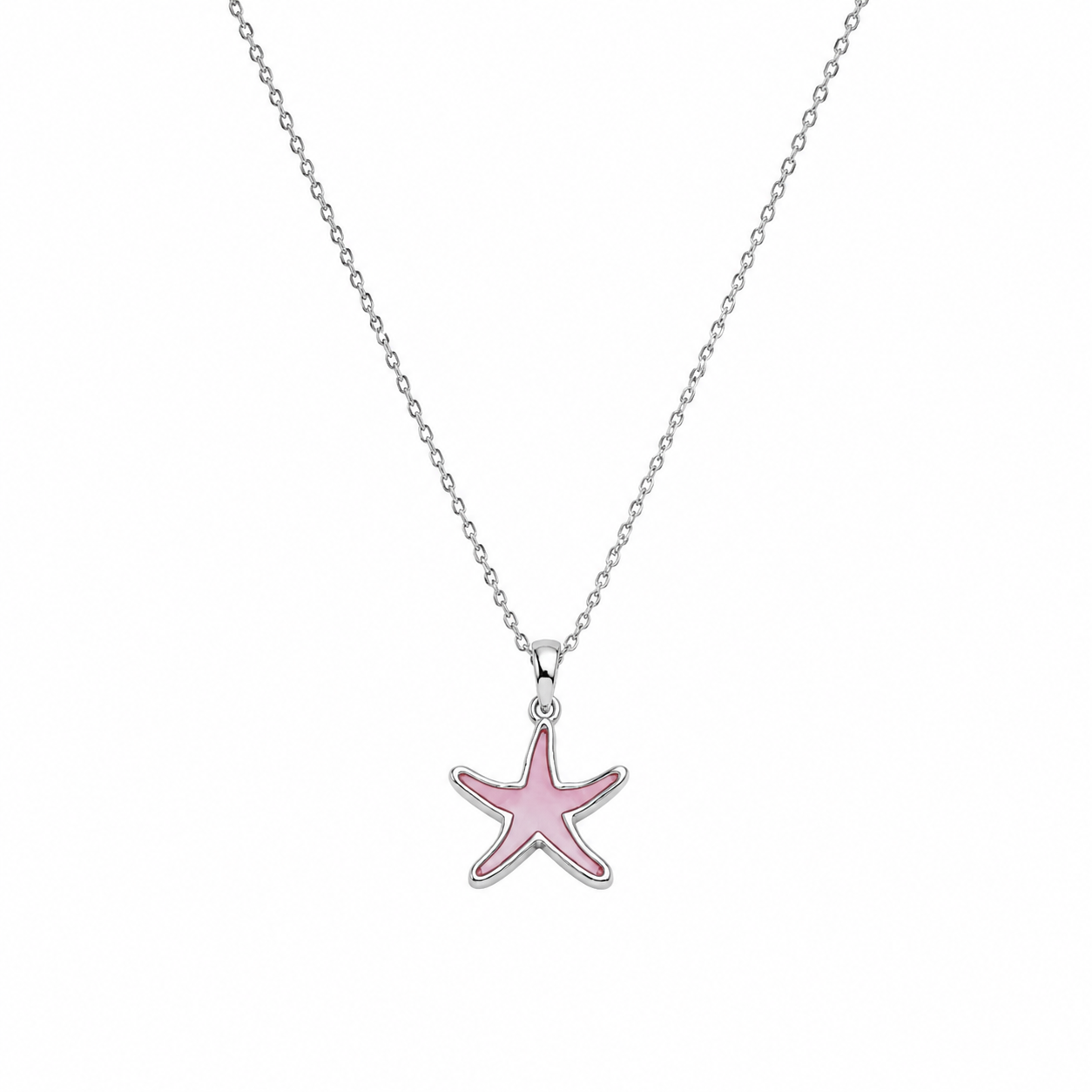 Silver Pink Starfish Pendant