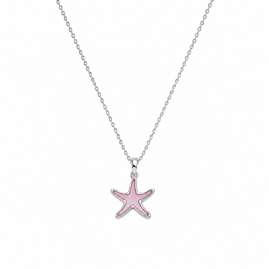 Silver Pink Starfish Pendant