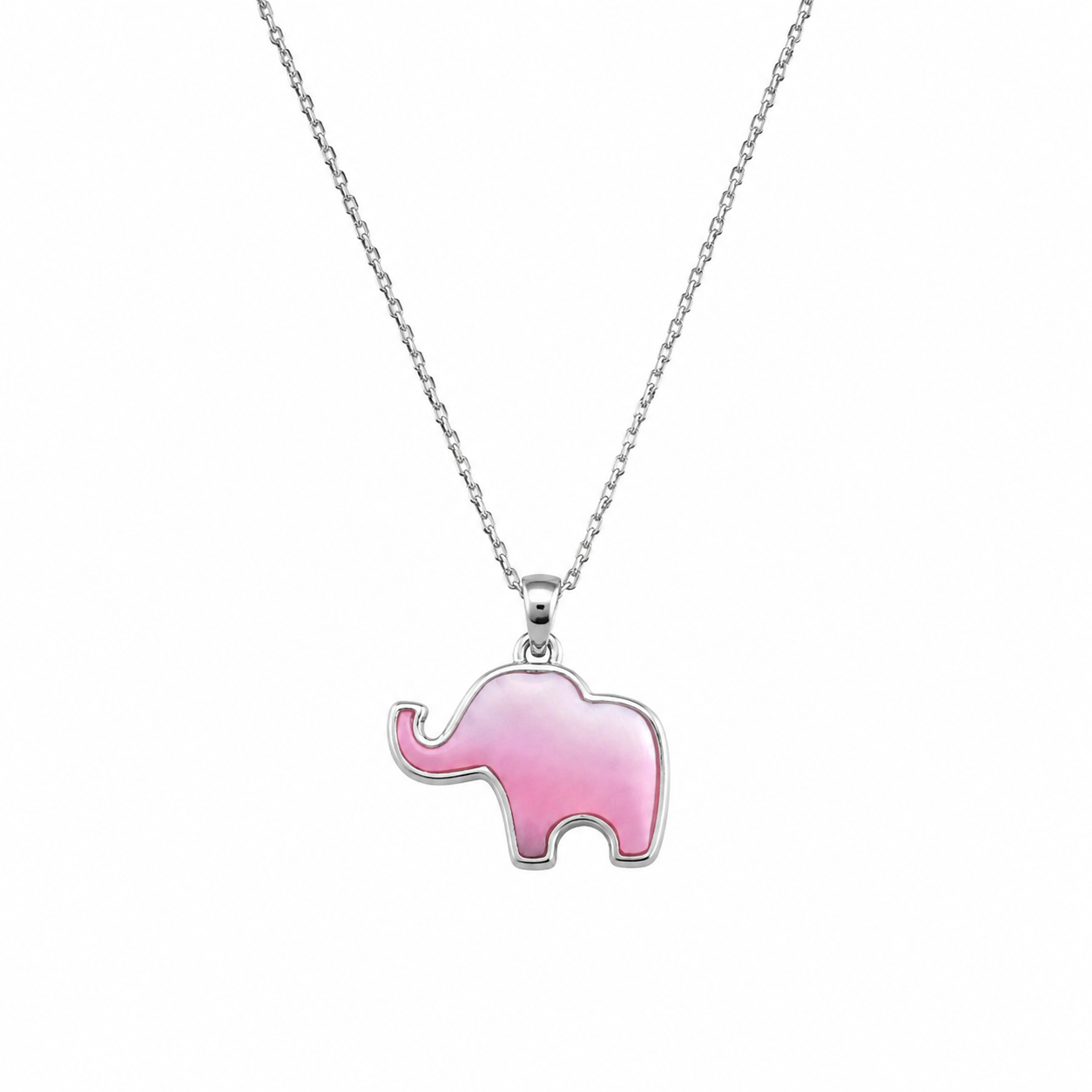 Silver Pink Elephant Pendant