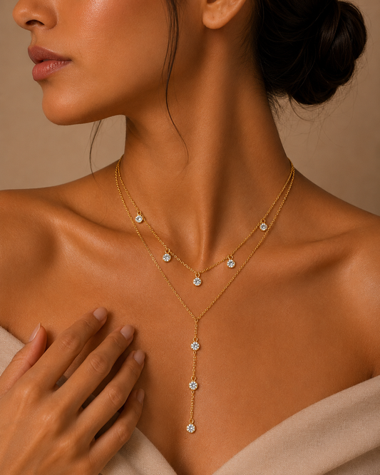 Demi Fine Layered CZ Drop Necklace