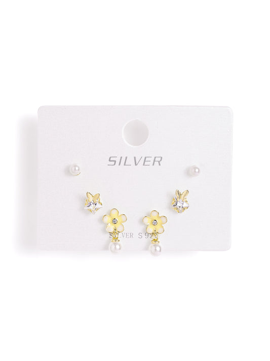 925 sterling silver set of 3 earrings