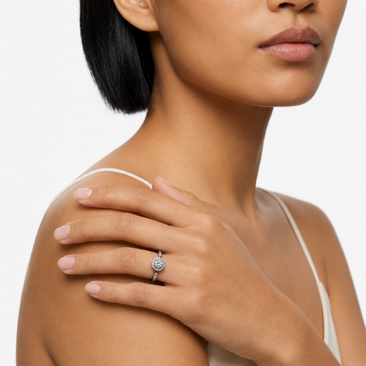 Silver Crown Solitaire  Adjustable Ring