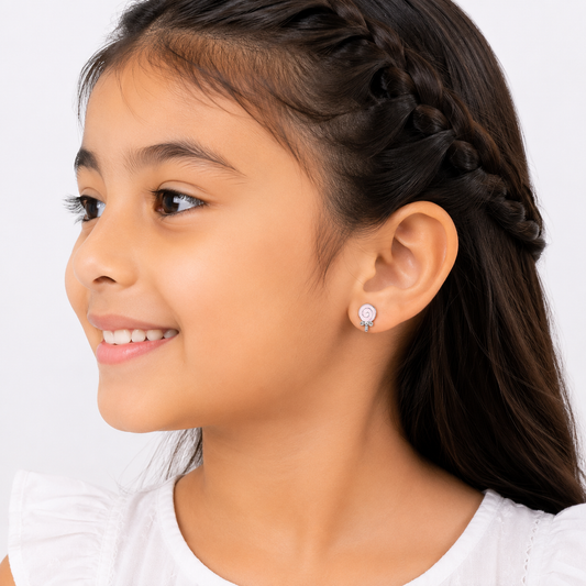 Silver Candy Swirl Stud Earrings