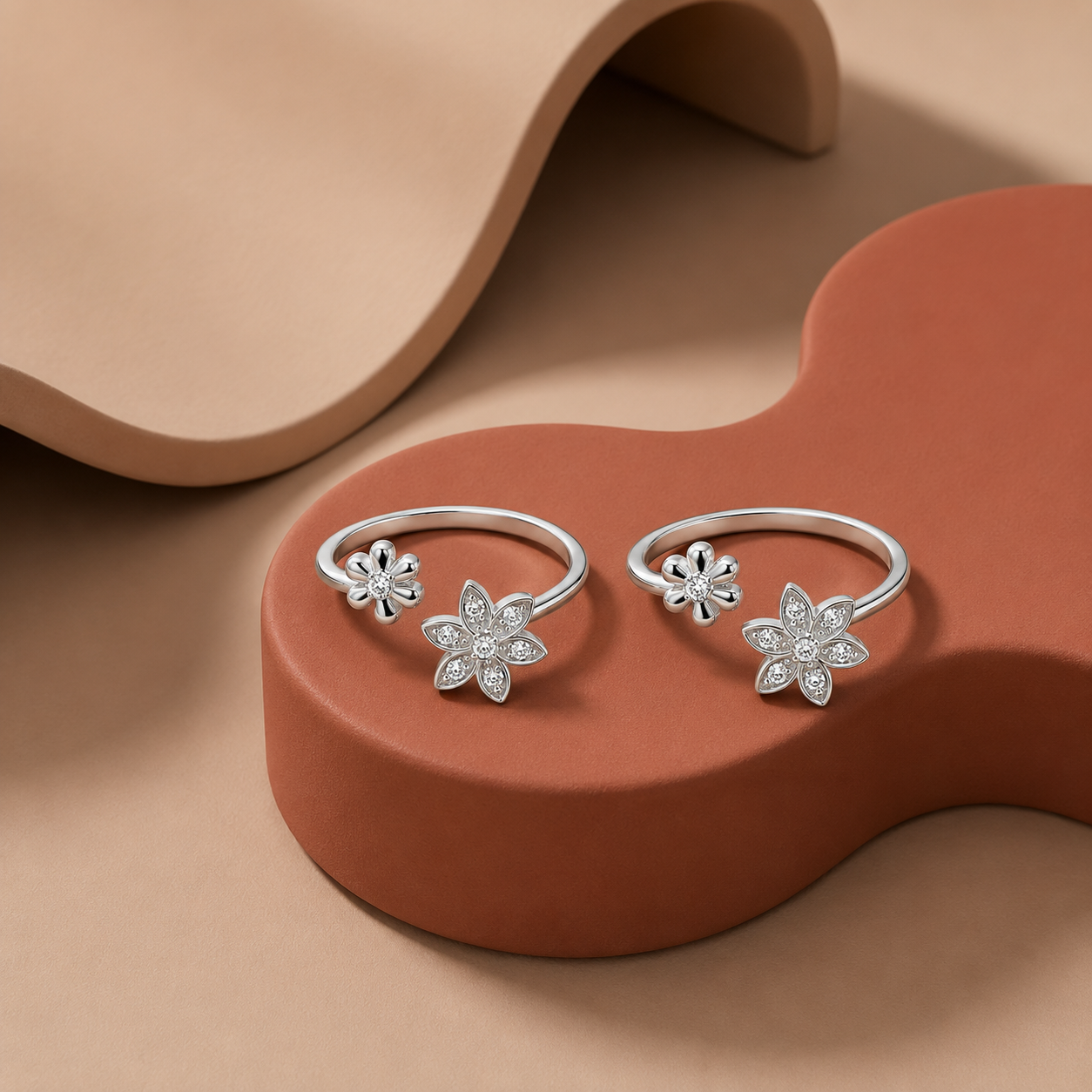 925 Silver Elegant Flower Toe Ring