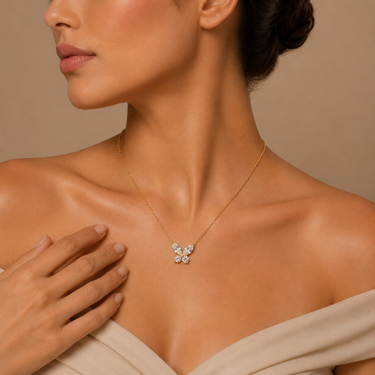 Demi Fine Butterfly CZ Pendant Necklace
