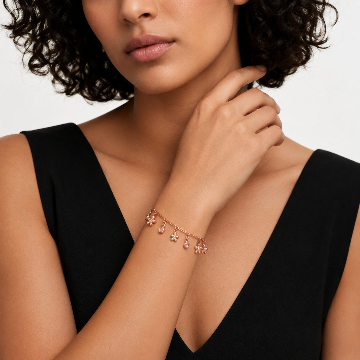 Rose Blossom Charm Anklet