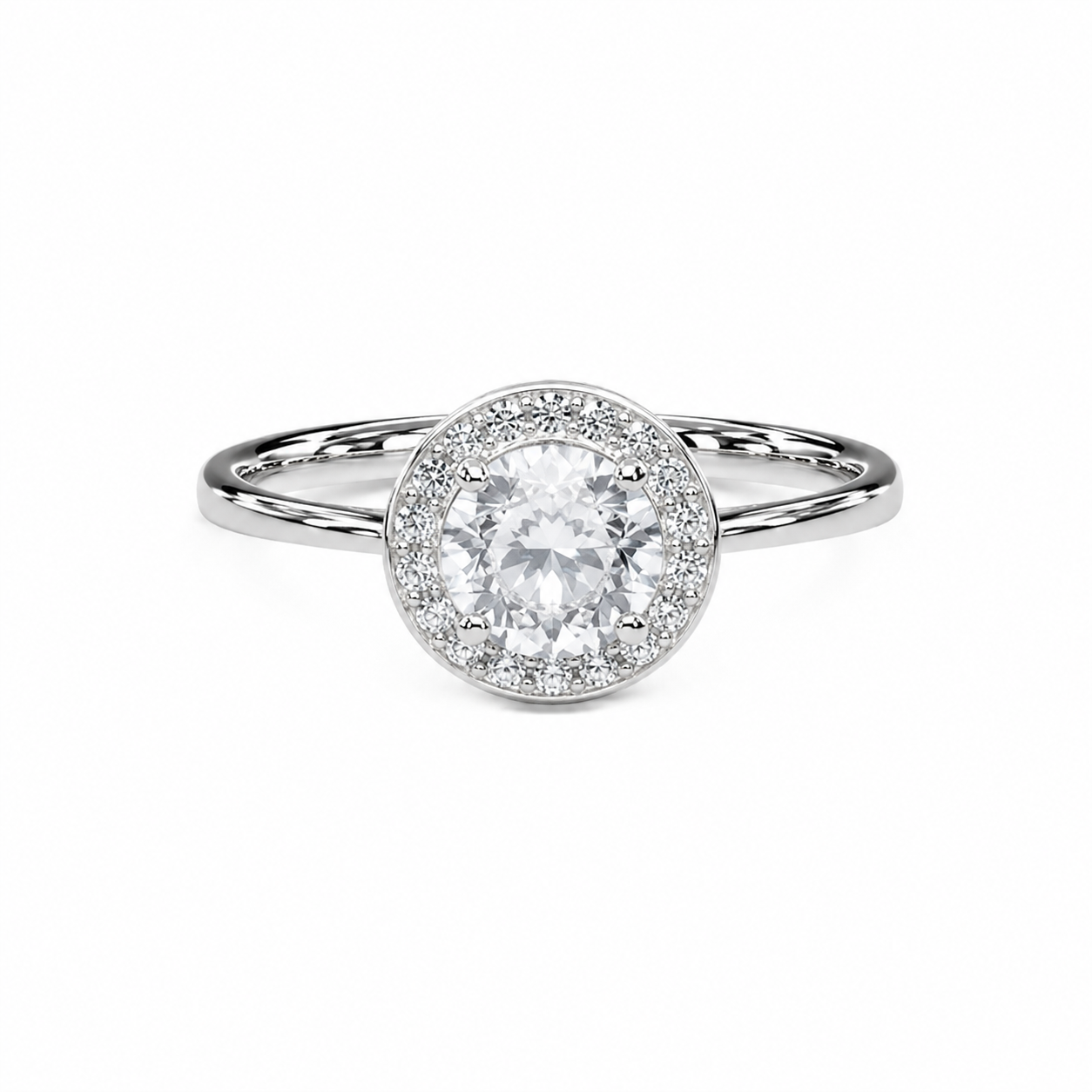 Silver Oval Halo Adjustable Ring