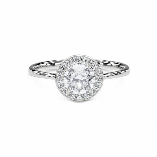 Silver Oval Halo Adjustable Ring