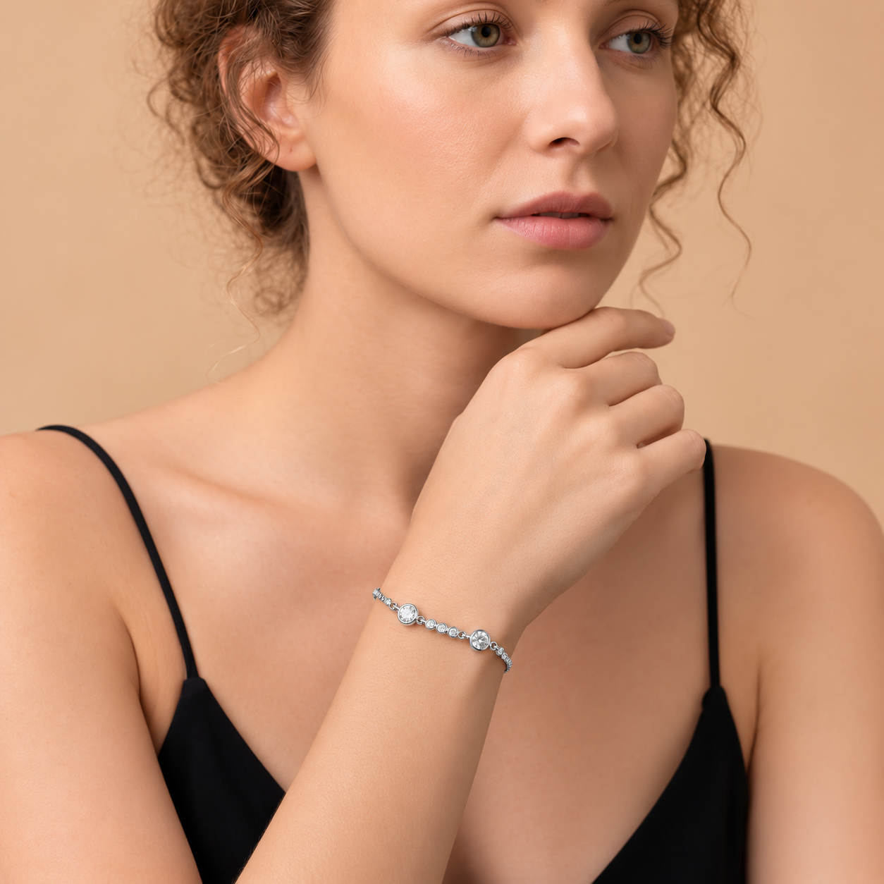 Silver Crystal Line Bracelet