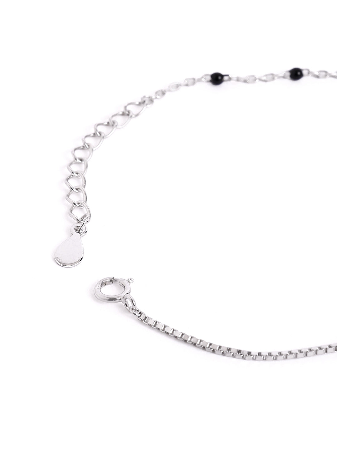 925 sterling silver mangalsutra bracelet with black beaded chain