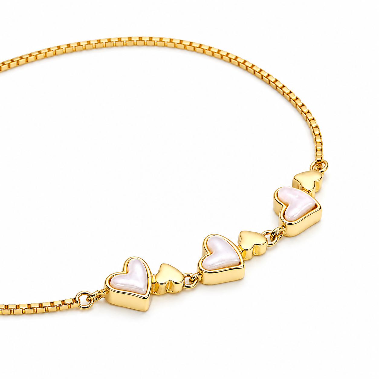 925 Silver Mother of Pearl Heart Bracelet