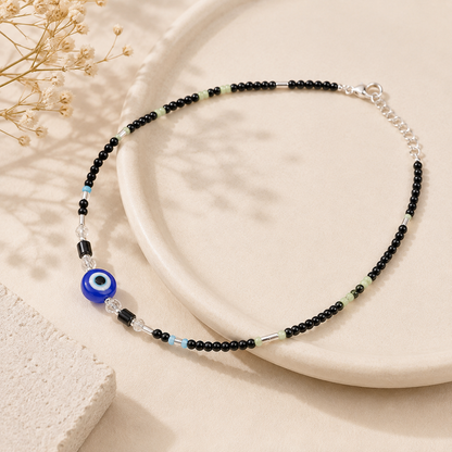 Handcrafted Evil Eye Silver Anklet
