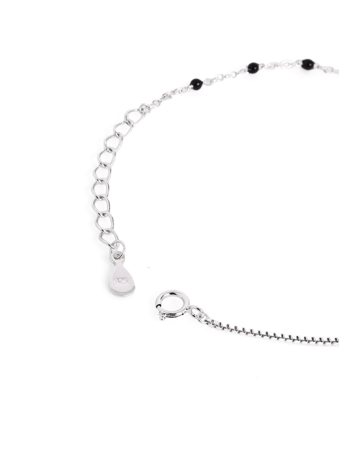 925 sterling silver mangalsutra bracelet with black beaded chain