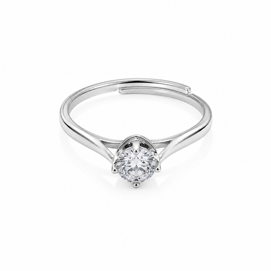 Silver Round Cut Adjustable Ring