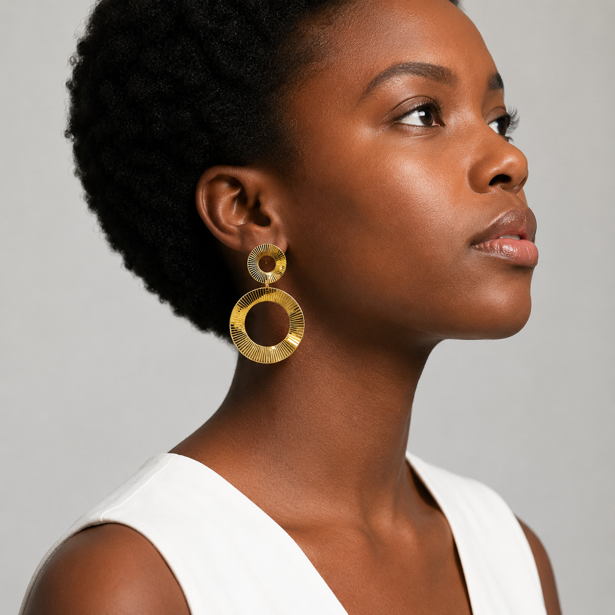 Demi fine Textured Double Hoop Earrings